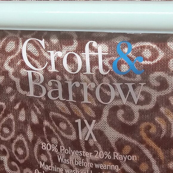 Croft & Barrow Red Orange Boho Floral Geometric Peasant Blouse 1X - Picture 9 of 11